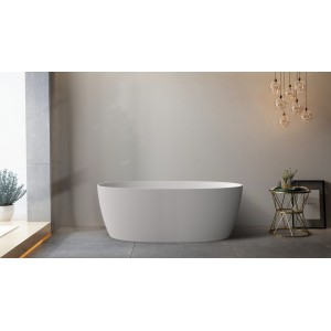 Delta Super Slim Edge Oval Shape Matt White Freestanding Bathtub 1700